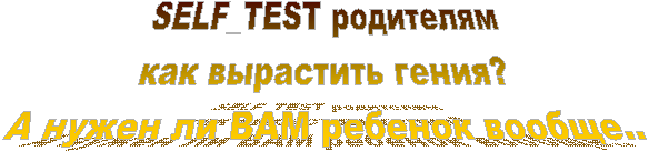 SELF_TEST родителям
как вырастить гения?
А нужен ли ВАМ ребенок вообще..
